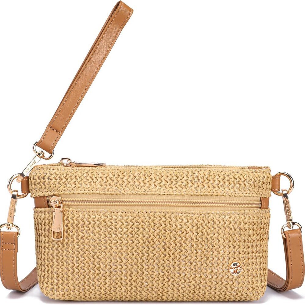 Straw Crossbody Bag Women RFID Wallet Summer Wristlet Purse Convertible